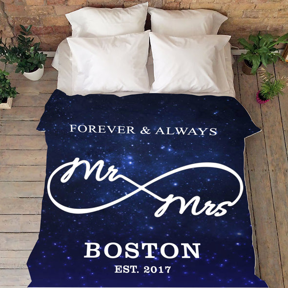 Mr & Mrs Personalized Galaxy Blanket With Name And Wedding Year