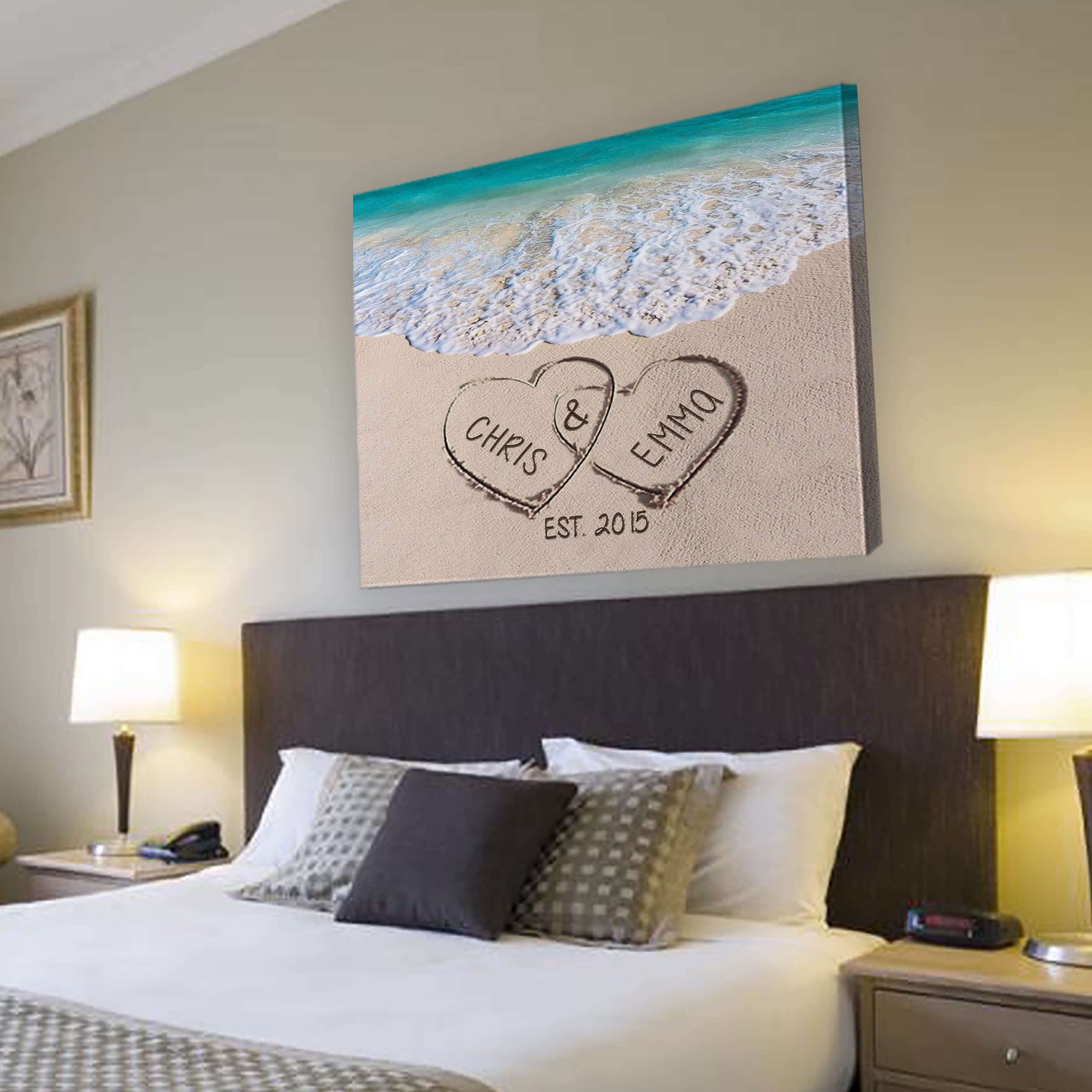 Love on Beach - Personalized Canvas Print Gift