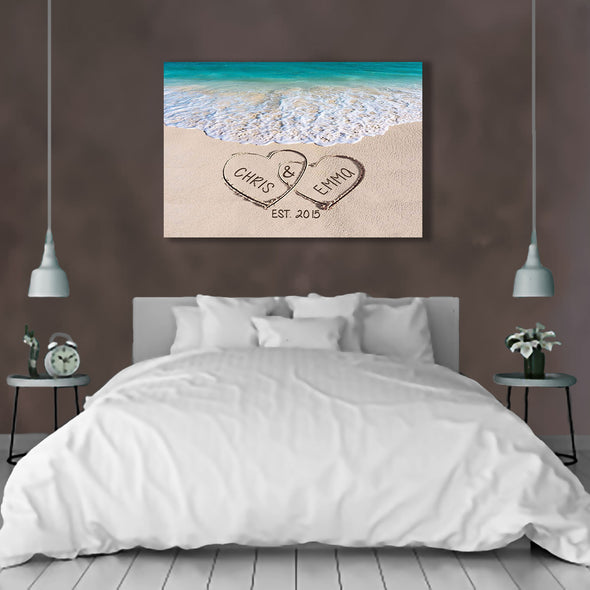 Love on Beach - Personalized Canvas Print Gift
