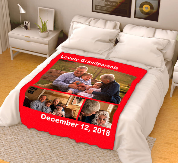Personalized Blanket - Lovely Grandparents With Your Photo