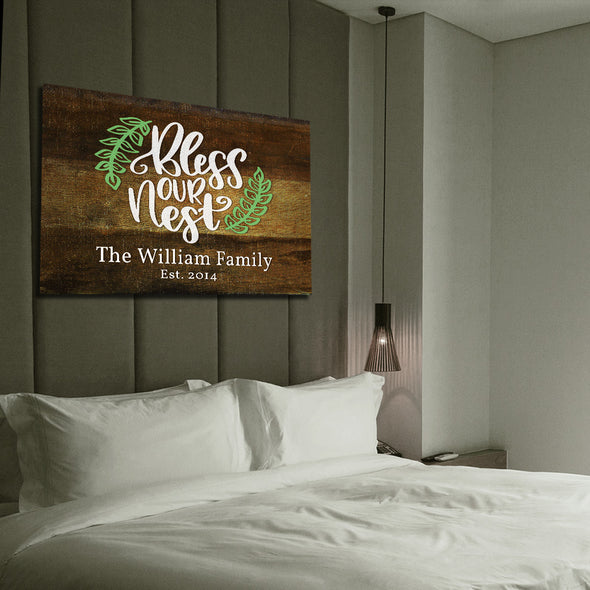 "Our Nest" Family Personalized Canvas Wallart