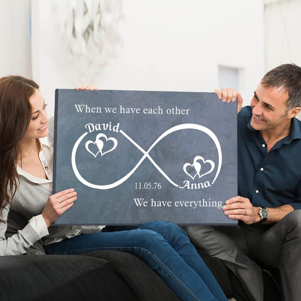 Infinity Love Sign Custom Couple Canvas - Live Preview