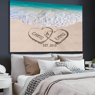 Love on Beach - Personalized Canvas Print Gift