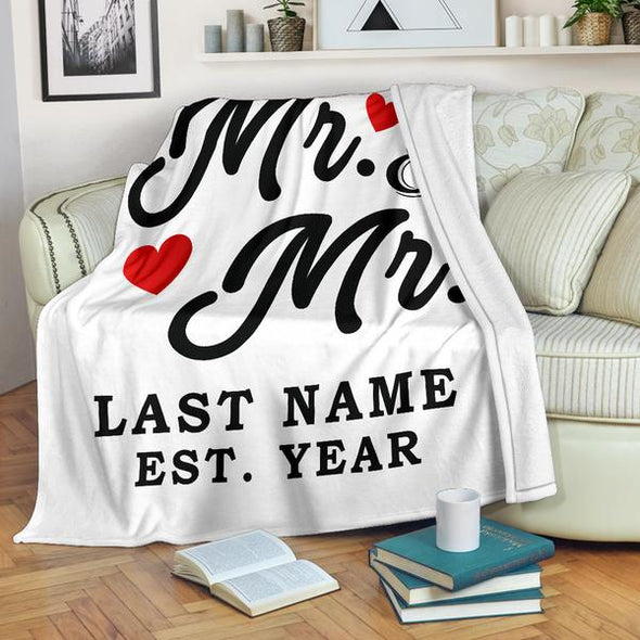 Mr & Mr Personalized Lgbt Blanket With Name And Wedding Year
