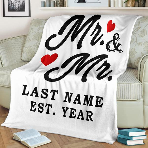Mr & Mr Personalized Lgbt Blanket With Name And Wedding Year