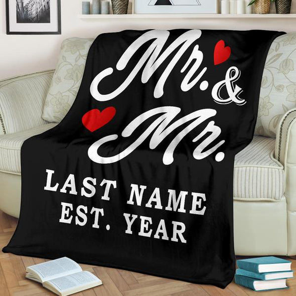 Mr & Mr Personalized Lgbt Blanket With Name And Wedding Year