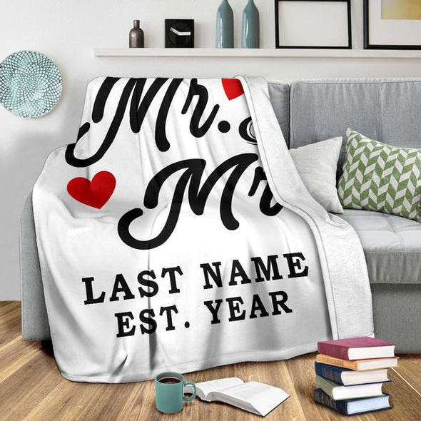 Mr & Mr Personalized Lgbt Blanket With Name And Wedding Year