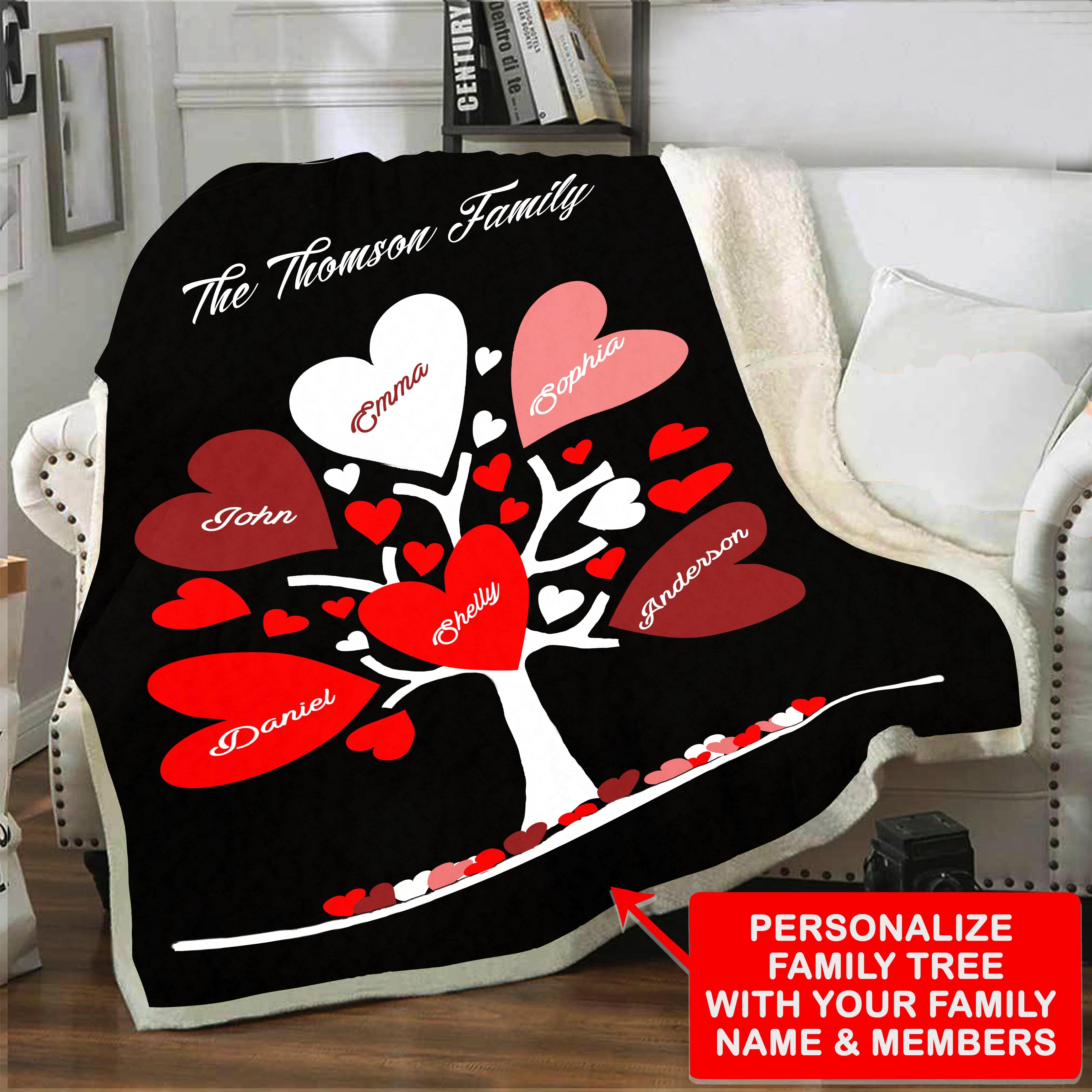 Family tree blanket with names outlet
