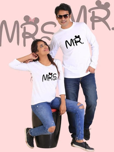 Mr. and Mrs. Couple Full Sleeves White