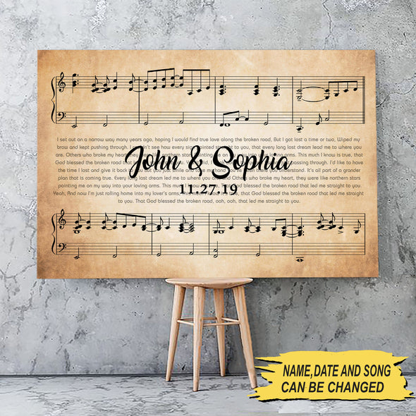 Customized Song Lyrics Canvas For Couples - Ready To Hang