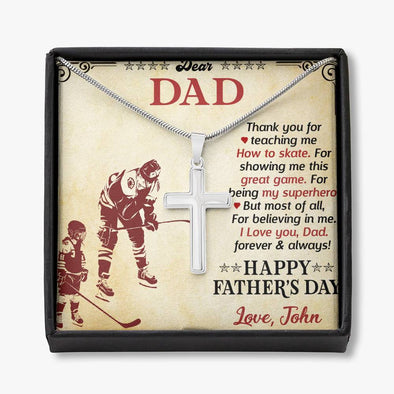 Jewelry Dad Thank You For Teaching Me How To Skate, Customized Necklace, Artisan Crafted Necklace, Father's Day Gift