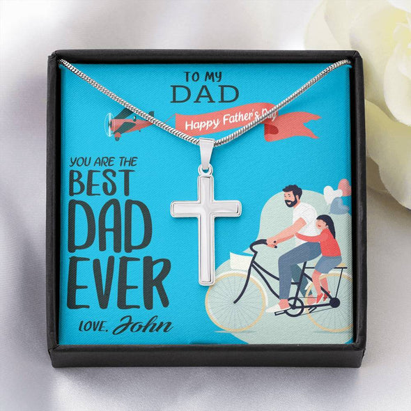 Jewelry Standard Box To My Dad, You're The Best Dad, Custom Cross Necklace, Gift Ideas For Him, Custom Necklace, Happy Father's Day, Customized Gift For Dad