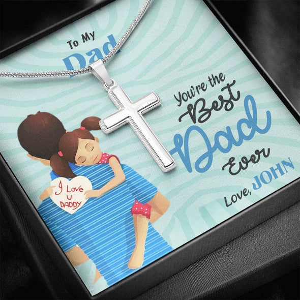 Jewelry You're The Best Dad Ever Customized Artisan Necklace, Gift For Daddy, Necklace For Him, Artisan Necklace With Beautiful Quote