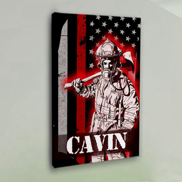 Personalized Firefighter Canvas Art