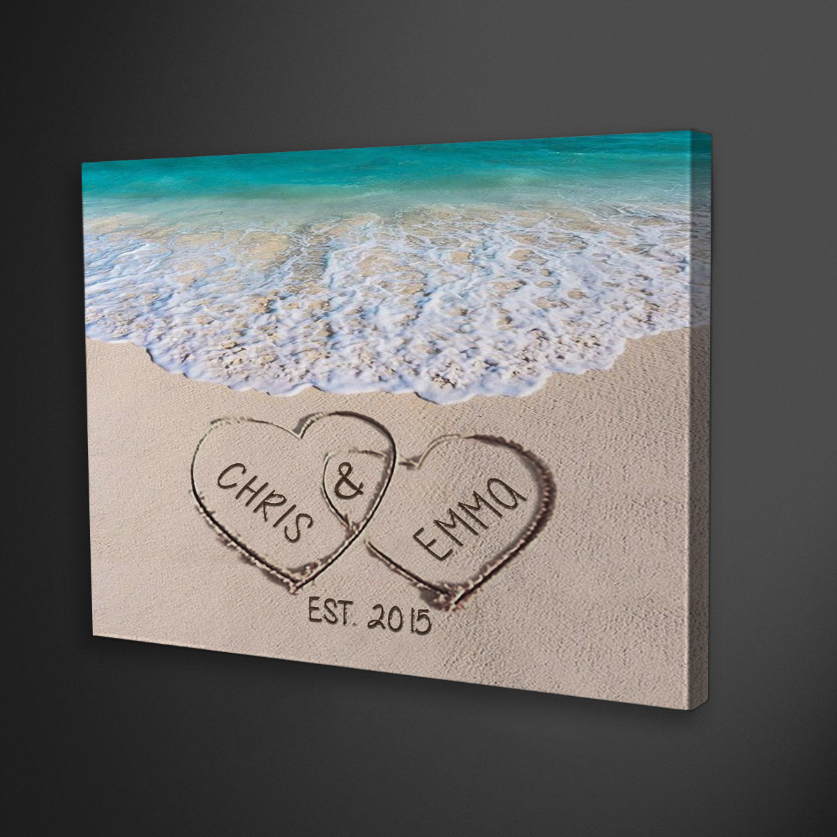 Love on Beach - Personalized Canvas Print Gift