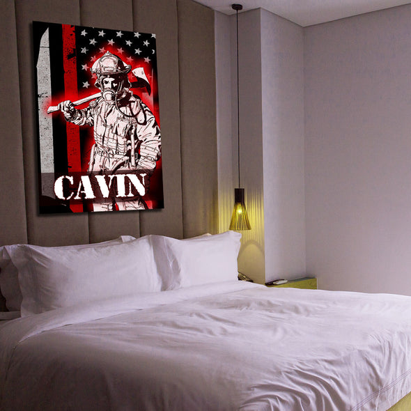 Personalized Firefighter Canvas Art