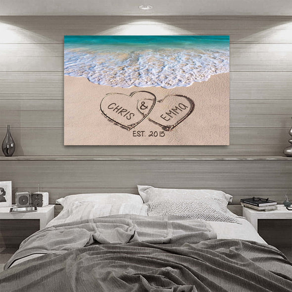 Love on Beach - Personalized Canvas Print Gift