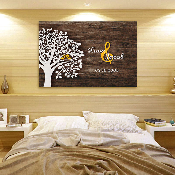 Personalized Wooden Wall Canvas For Couple