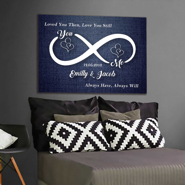 You & Me Infinity Love Sign Personalized Couple Canvas