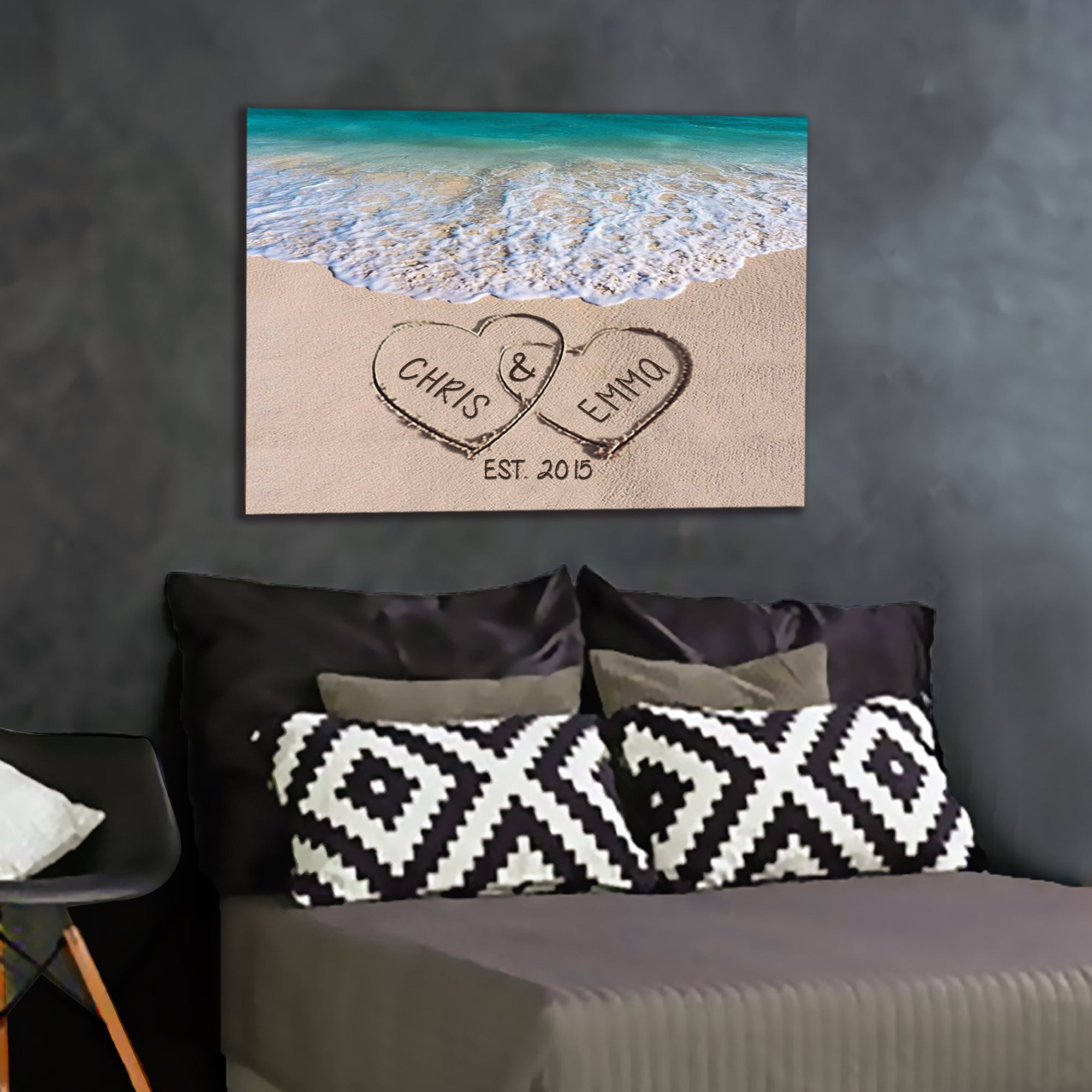 Love on Beach - Personalized Canvas Print Gift