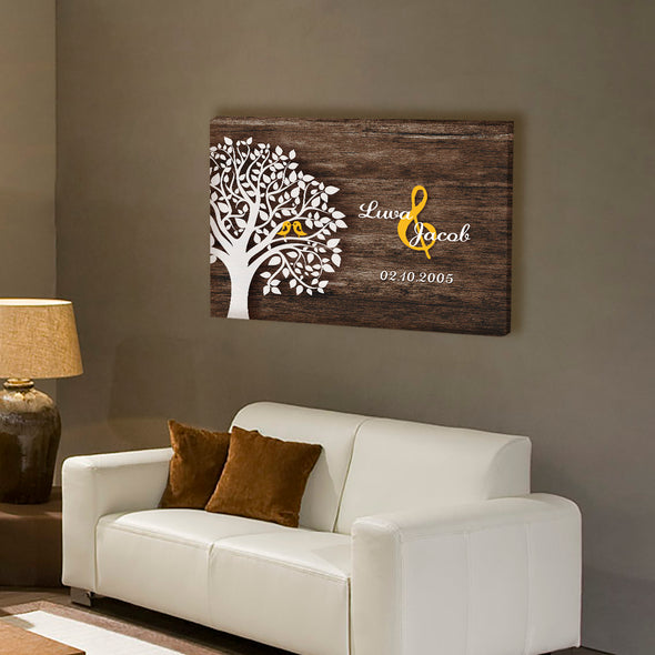 Personalized Wooden Wall Canvas For Couple