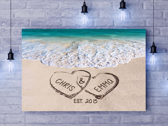 Love on Beach - Personalized Canvas Print Gift