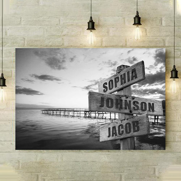 Ocean Street Sign Canvas With Multi Names