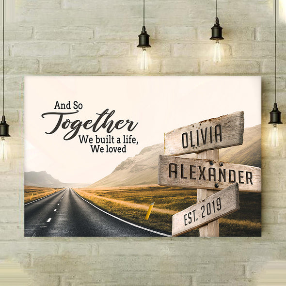 Together Lovers Canvas With Customized Name And Date
