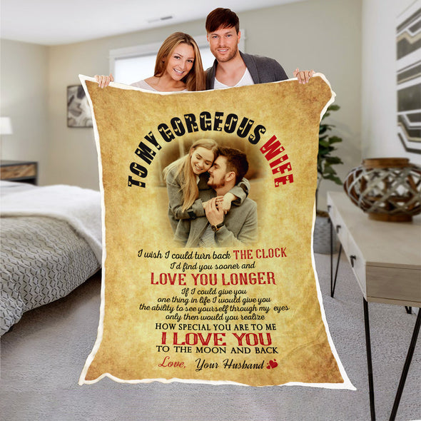 To My Gorgeous Wife Custom Blanket