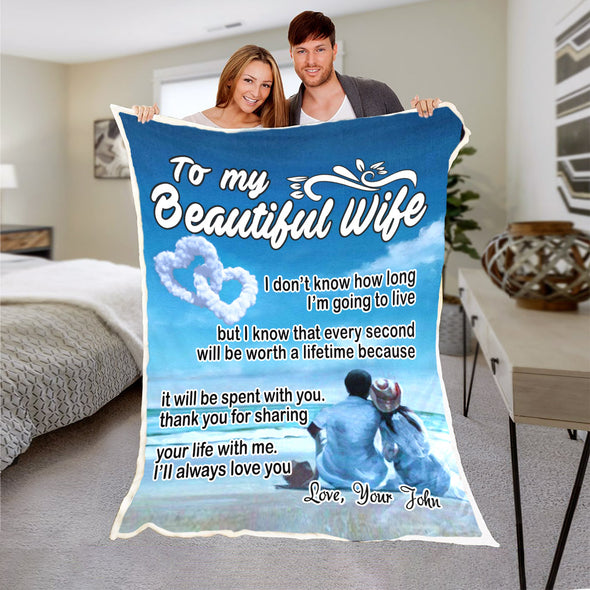 "To My Beautiful Wife" Personalized Blanket