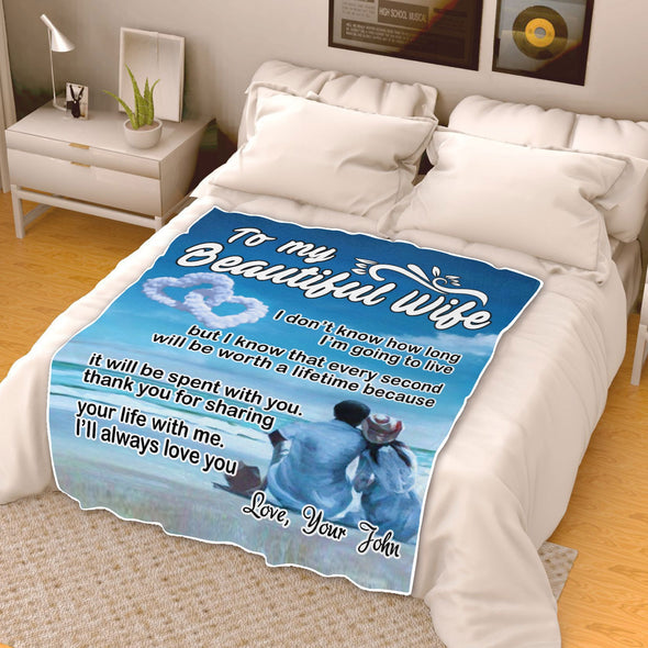 "To My Beautiful Wife" Personalized Blanket