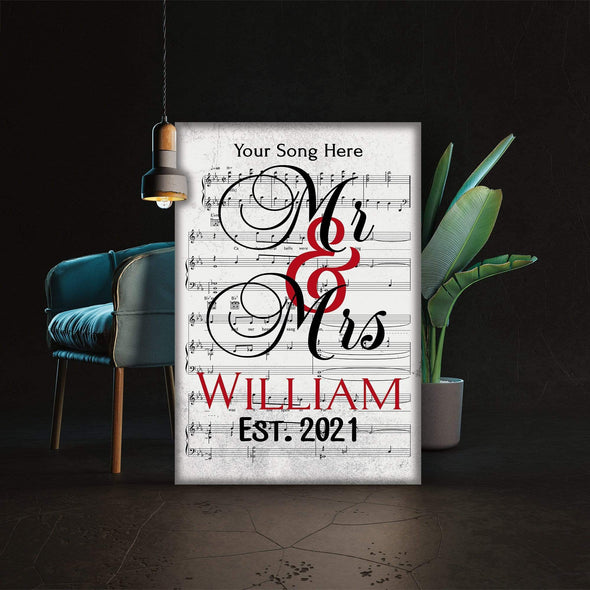 Personalized Canvas Mr. And Mrs. Customized Song Notes Canvas For Couples