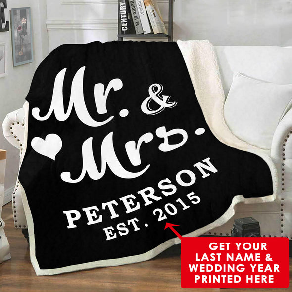 Mr & Mrs Personalized Anniversary Blanket