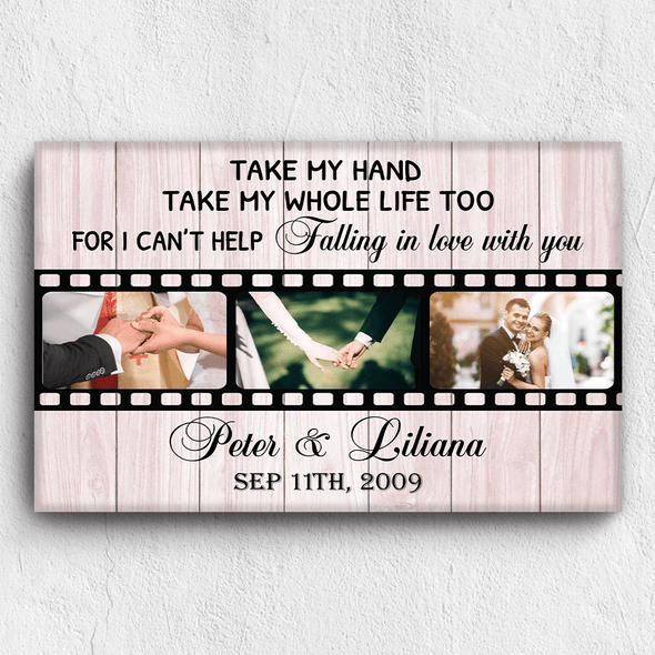 Street Sign Canvas I Can't Help Falling In Love With You Customized Couple Canvas