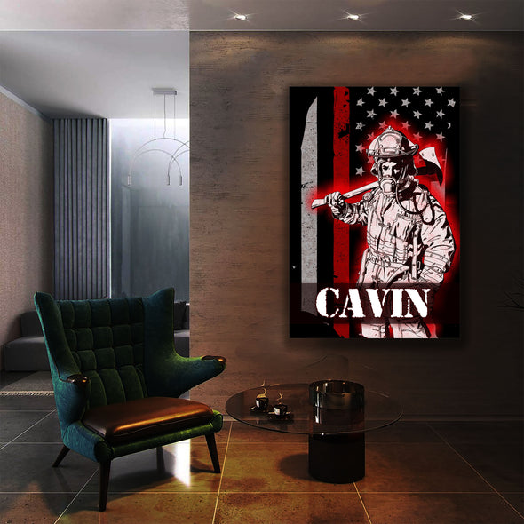 Personalized Firefighter Canvas Art